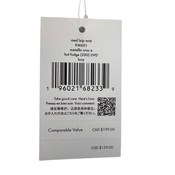 Kate Spade Lucy Metallic Croc Leather Zip Wristlet NWT - Picture 7 of 8